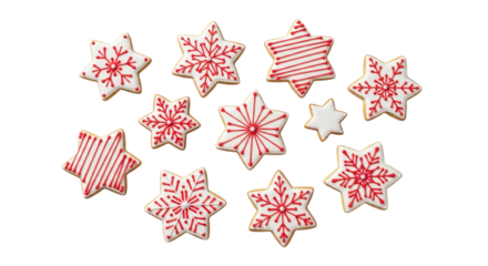 Festive Star-Shaped Cookies with Red Icing Decorations