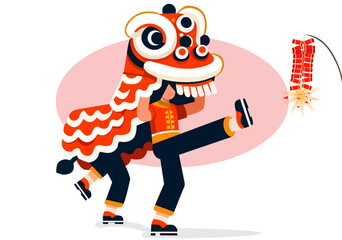 Illustration of Chinese lion dance