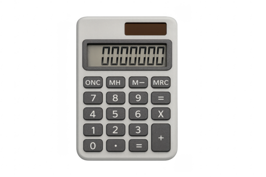 Calculator showing zero on transparent background