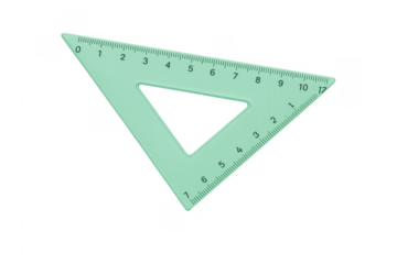 Green plastic set square for geometry and measuring