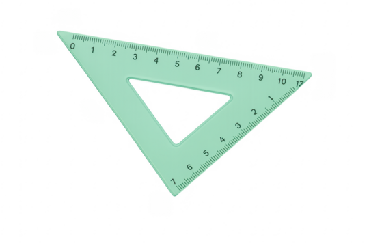 Green plastic set square for geometry and measuring - Powered by Adobe