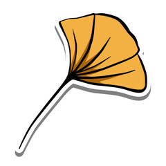 Minimal ink ginkgo leaf in warm orange tones with bold lines and shadowed depth. Perfect for seasonal, botanical, or Asian inspired design themes.