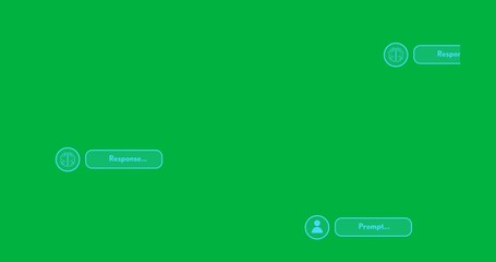 Animation of ai text and data processing on transparent background - Powered by Adobe