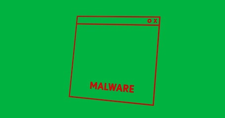 Animation of virus data processing on screen over transparent background - Powered by Adobe