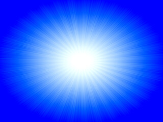 Bright Blue Radiant Starburst Background with Glowing White Light Rays