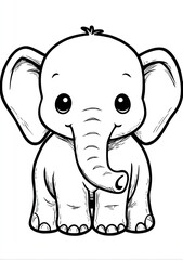 Naklejka premium Adorable cartoon elephant illustration for children coloring book