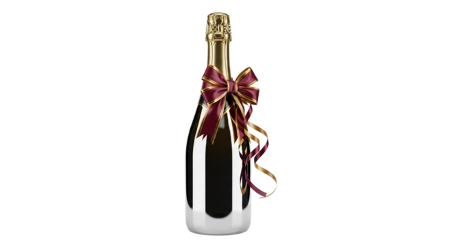 Champagne Bottle with Ribbon Decoration 