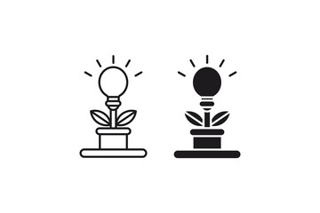 Innovation icon with light bulb plants blossoming ideas, suitable for business, creativity, technology, and design concepts in projects.