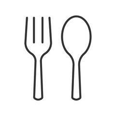 Outline fork spoon icon isolated flat style design.