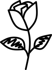 Hand drawn Rose Sketch, Simple hand drawn rose doodle perfect for floral and romantic designs.