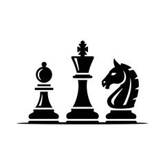 Chess Pieces Silhouette Bishop King Knight Strategy Game Isolated Icon