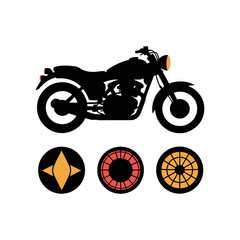 Obraz premium Silhouette of a Motorcycle with Wheels on a Transparent Background Art