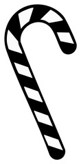 Black and White Candy Cane Illustration for Christmas Decorations and Holiday Designs