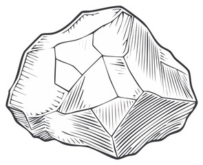 Hand drawn illustration of a primitive stone tool from the prehistoric Stone Age