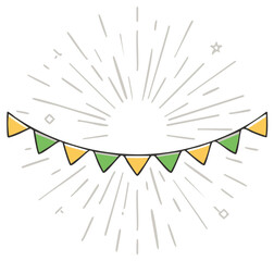 Hand drawn bunting with starburst graphic design element