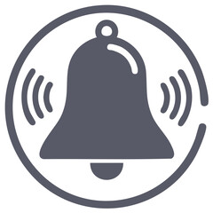 Vector illustration of a gray ringing bell icon for alarm or notification concepts
