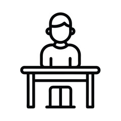 Fototapeta premium Student Sitting at Desk Education Icon 