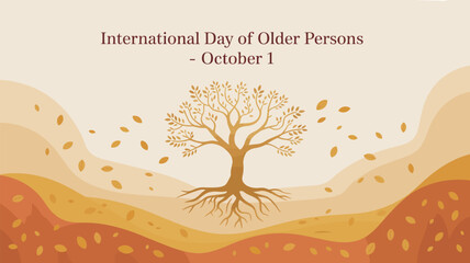 Celebrate International Day of Older Persons on October 1st with this warm and inviting design featuring a golden tree of life, perfect for promoting senior care and intergenerational harmony