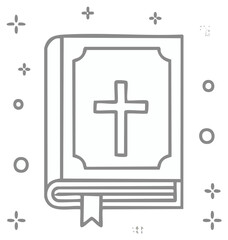 Fototapeta premium Religious Book, Icon of a Christian Bible with Cross, Sacred Reading, Christianity Symbols