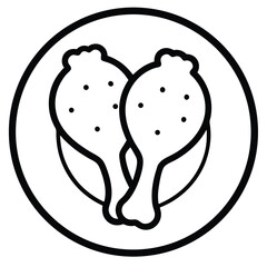 Chicken Drumsticks Vector Icon – Fast Food Symbol
