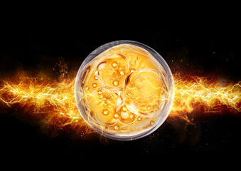 gold bubble on energy background