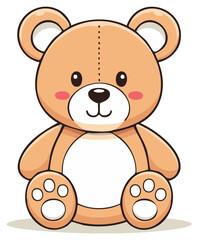 Cute Cartoon Teddy Bear Stuffed Animal Toy with Stitches Sitting Upright