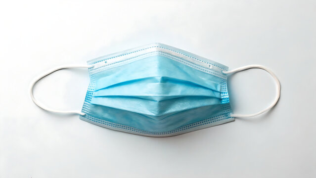 Disposable Blue Surgical Face Mask on White Background