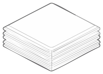Stack of Square White Papers or Napkins in Angled Isometric View