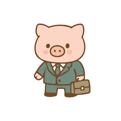 Cute Pig in a Suit with Briefcase