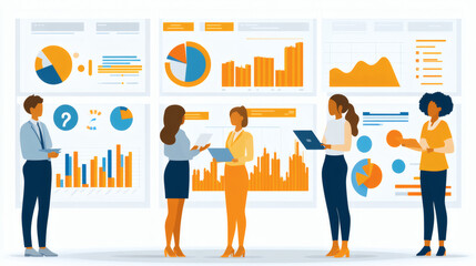 Diverse business team analyzing data