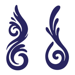 Elegant blue swirling floral design elements perfect for decorative backgrounds and graphic design.