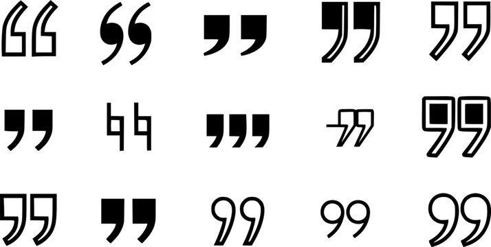 Diverse quotation mark styles collection in bold and linear design