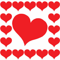 Illustration of a seamless pattern background with hearts arranged in a long row.