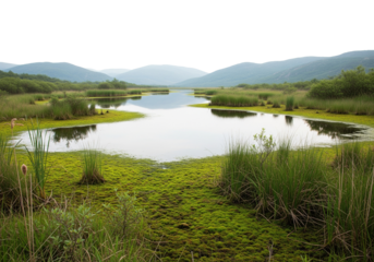 lake and mountains landscape