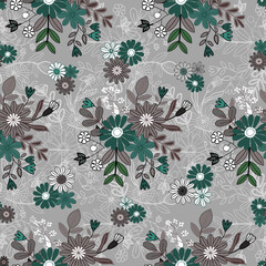 Floral seamless folk pattern, ethnic folklore flowers. Ethnic flowers, Jacobean traditional style on a white background. Classic indian motifs, trendy vector illustration