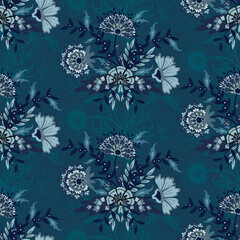 Floral seamless folk pattern, ethnic folklore flowers. Ethnic flowers, Jacobean traditional style on a white background. Classic indian motifs, trendy vector illustration