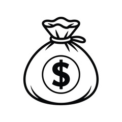 money bag icon, bag with money