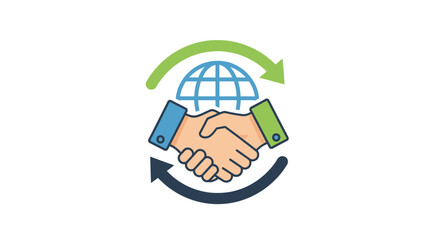 Global Partnership: A Handshake Symbolizing Worldwide Collaboration and Agreement in Business