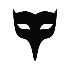 Black Abstract Mask With Pointed Chin On White Background Keywords: mask, abstract, disguise, anonymity, secret, mystery