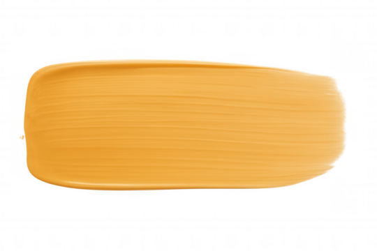 Yellow cosmetic cream swatch showing smooth texture and brush strokes. Ideal for beauty, makeup, or abstract design elements. Transparent background - Powered by Adobe
