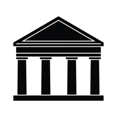 Fototapeta premium Black Silhouette of a Classical Building with Columns and Pediment Keywords: building, classical, architecture, column