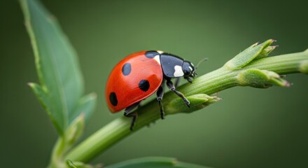 Obraz premium Close-up of ladybug on stem