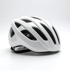 Fototapeta premium White bicycle helmet with vents, adjustable straps, and comfortable interior, on white