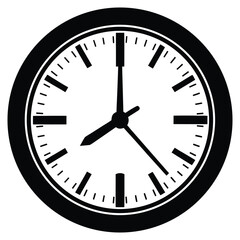 A black silhouette of a clock striking 12