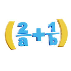 Mathematical Equation Representation with Blue and Yellow Elements Isolated on Black Background