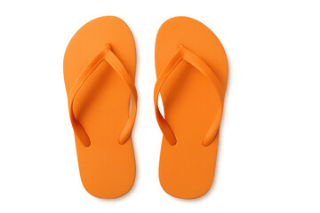Pair of orange rubber flip-flops for summer holidays