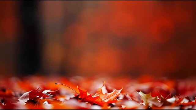 Falling leaf autumn orange maple foliage blur soft light branch forest gentle, autumn leaf maple orange red branch bokeh nature fall season single