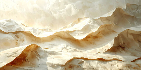 Abstract watercolor painting of rolling, layered mountain ranges with a soft, ethereal atmosphere.