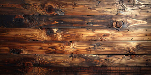Richly textured dark wood planks forming a rustic and vintage background, showcasing natural patterns, deep grains, and visible knots on a weathered timber surface ideal for design elements