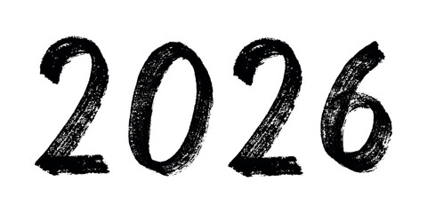 Hand drawn happy New Year doodle 2026 numbers Single element for calendar, card, banner, flyer, web, poster, design, decor